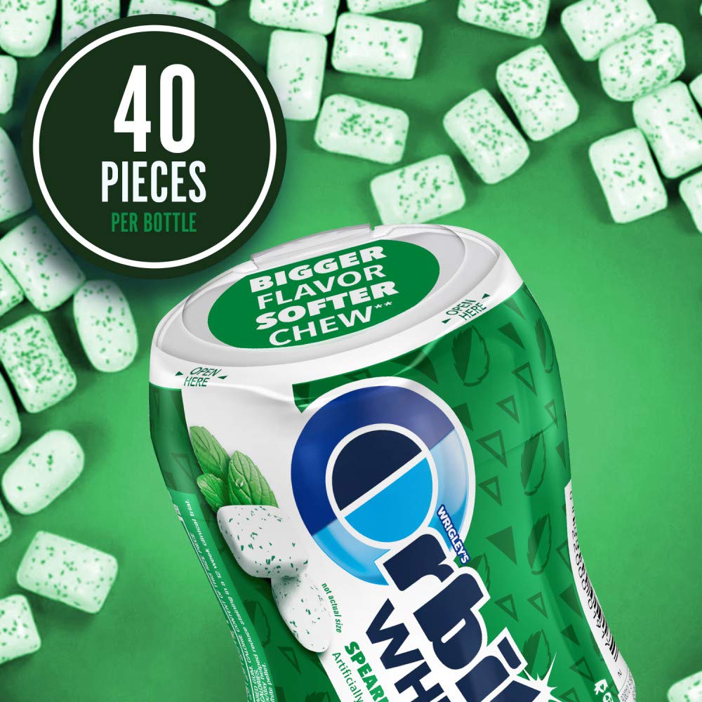 ORBIT WHITE Spearmint Sugar Free Gum – 4-Pack, 40-Piece Reusable Bottles