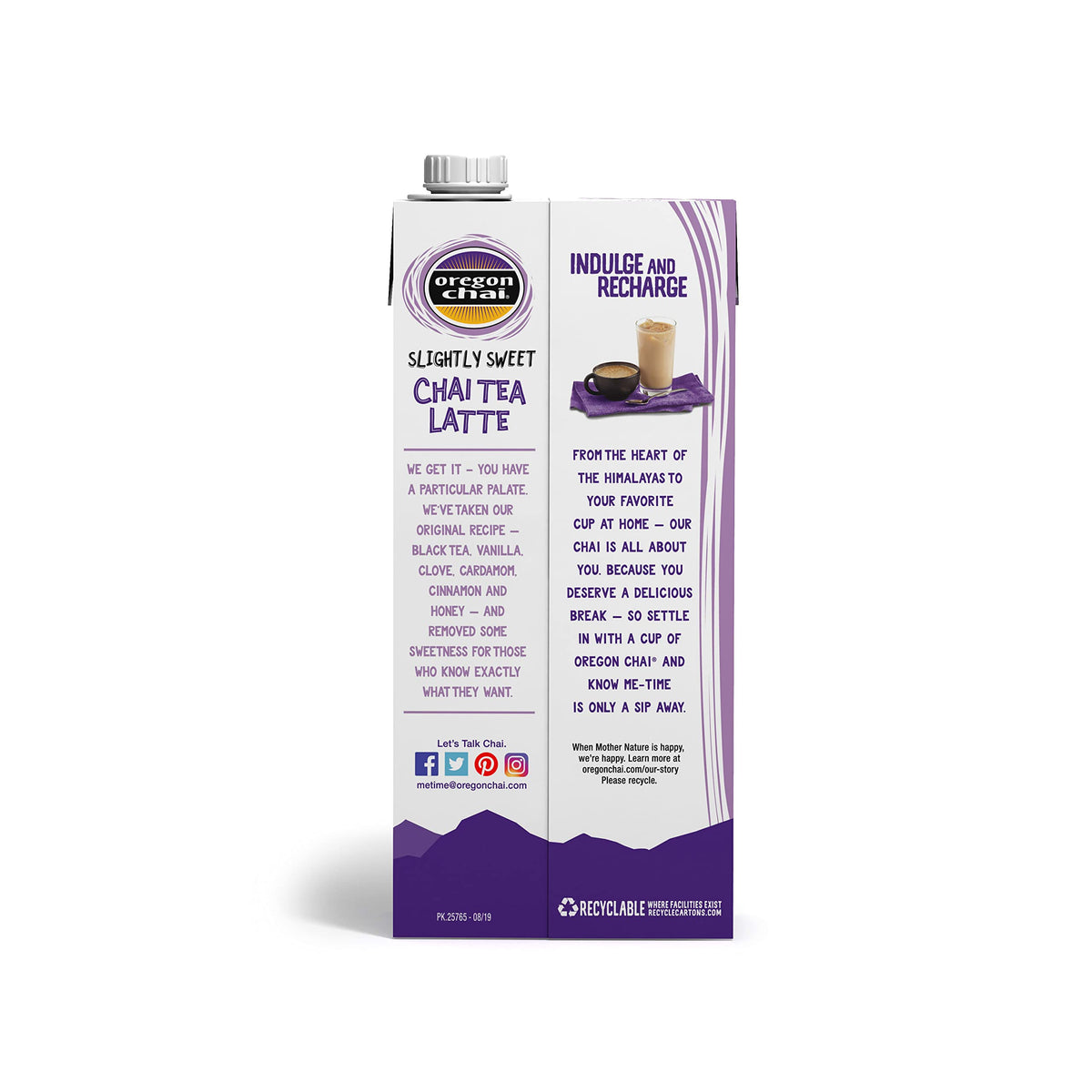 Oregon Chai Slightly Sweet Chai Concentrate – 32oz Bottle (Pack of 6)