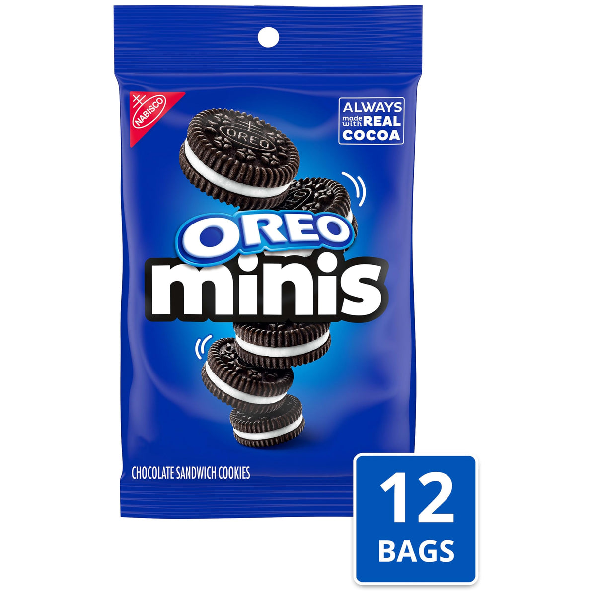 OREO Minis Chocolate Sandwich Cookies – 12 x 3 oz Bags | Real Cocoa & Creme