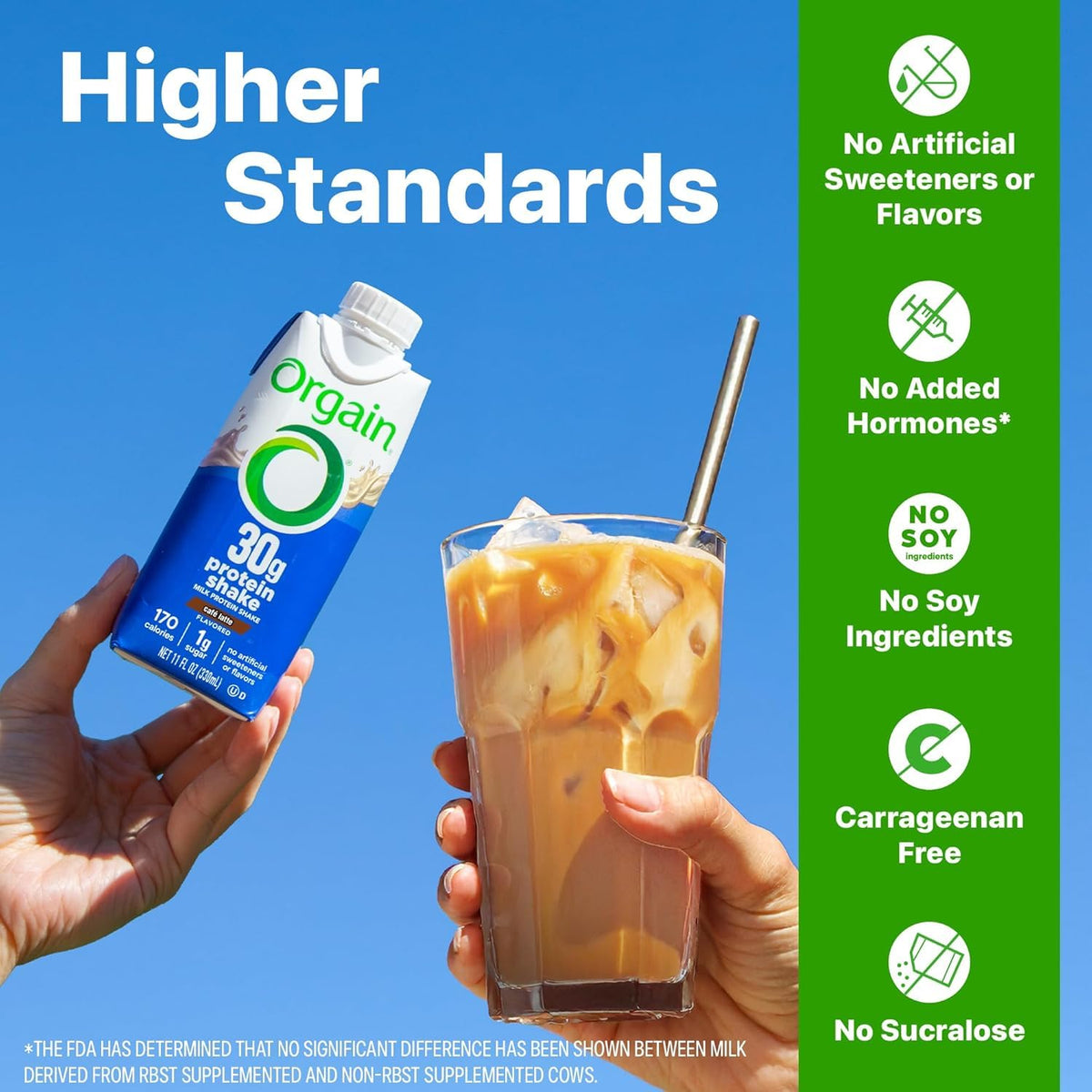 Orgain Café Latte 30g High Protein Shake – 12-Pack Ready-to-Drink, 1g Sugar, Gluten-Free