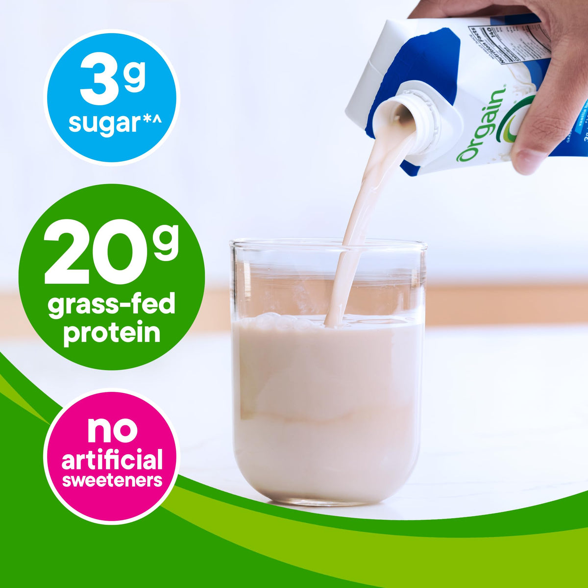 Orgain Clean Protein Shake Vanilla Bean – Grass-Fed Dairy, 20g Protein, Ready to Drink