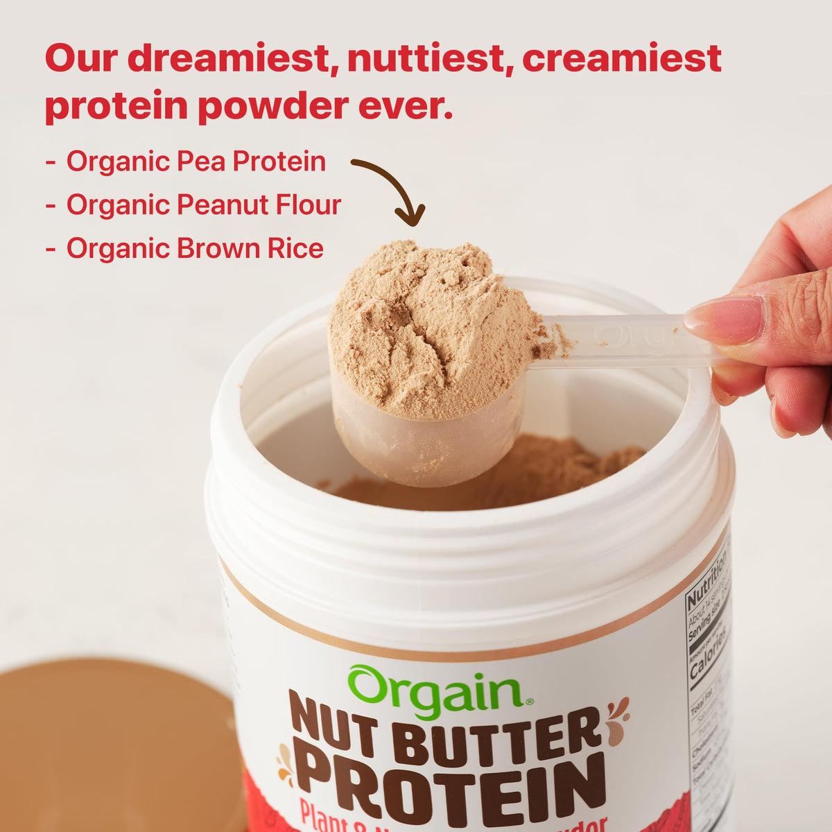 Orgain X Justin's Organic Vegan Nut Butter Protein Powder – Chocolate Peanut Butter Cup, 20g Plant Protein, 1g Sugar, 1.17 lb