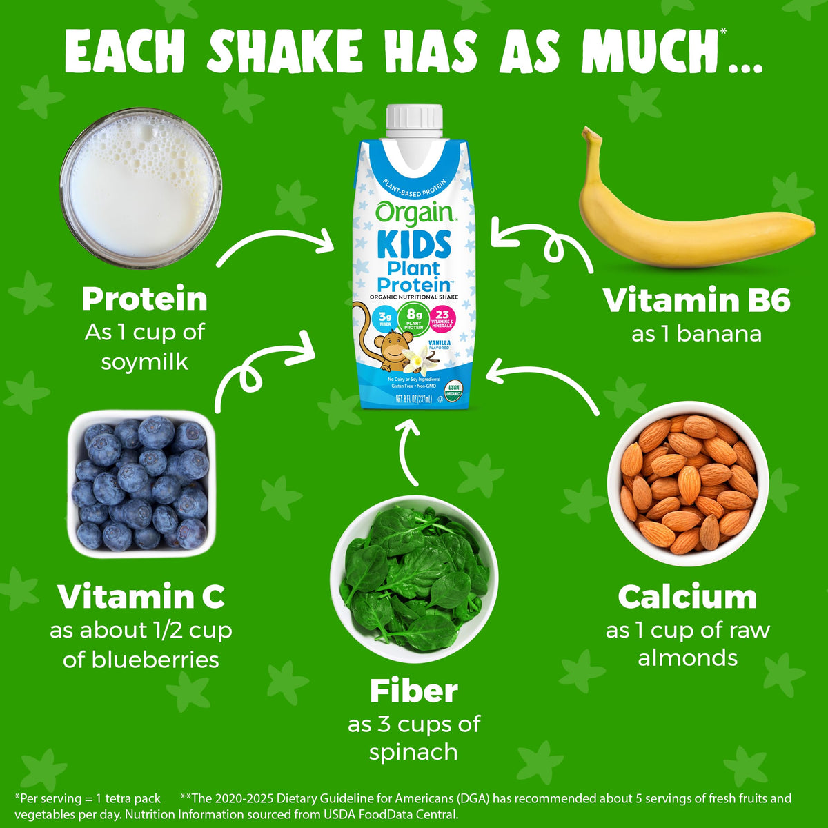 Orgain Organic Kids Vegan Protein Shake Vanilla – 8 g Plant Protein, 23 Vitamins, 12-Pack