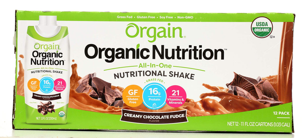 Orgain Organic Creamy Chocolate Fudge Shake – 12 Pack, 11 oz