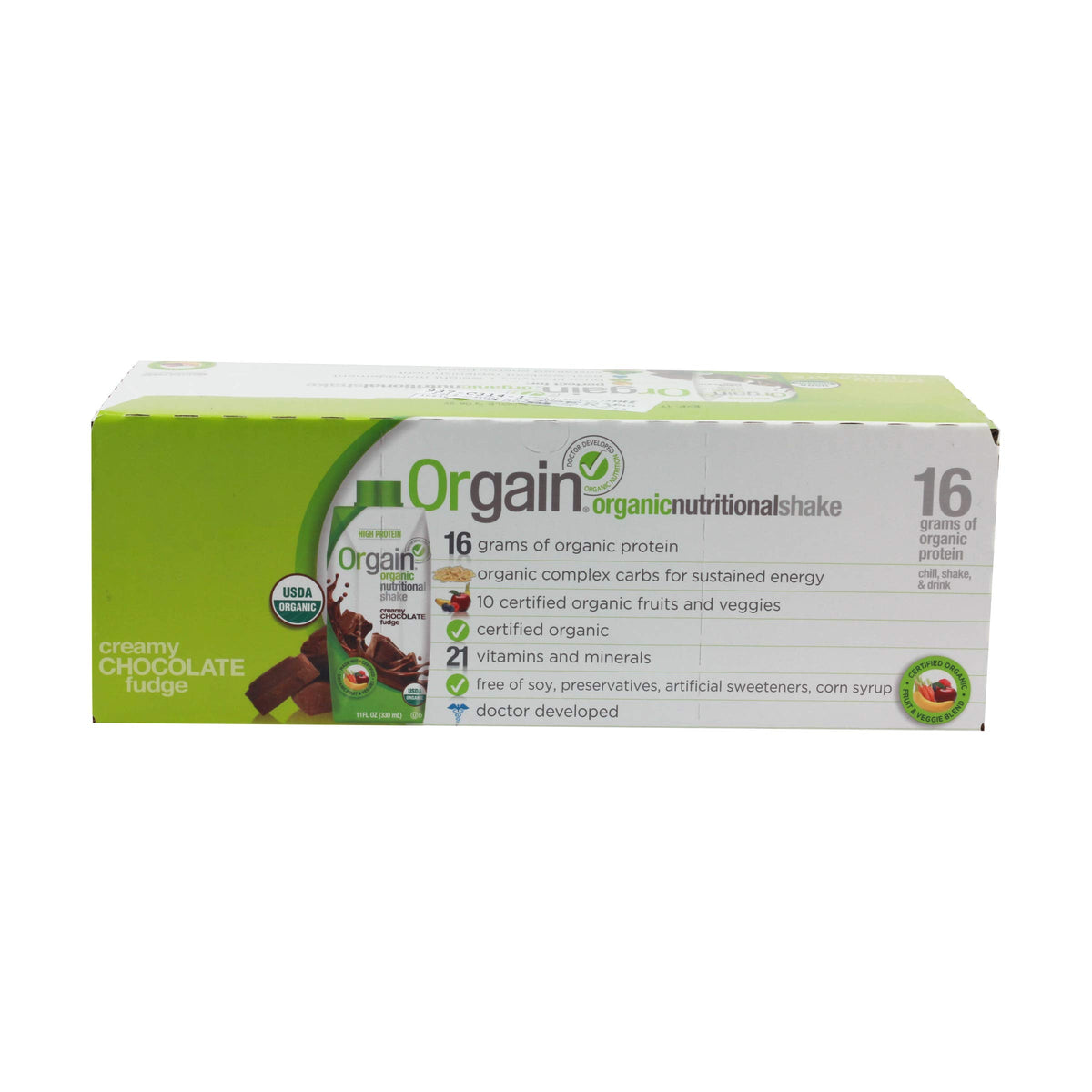 Orgain Organic Creamy Chocolate Fudge Shake – 12 Pack, 11 oz