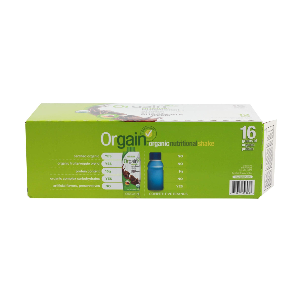 Orgain Organic Creamy Chocolate Fudge Shake – 12 Pack, 11 oz