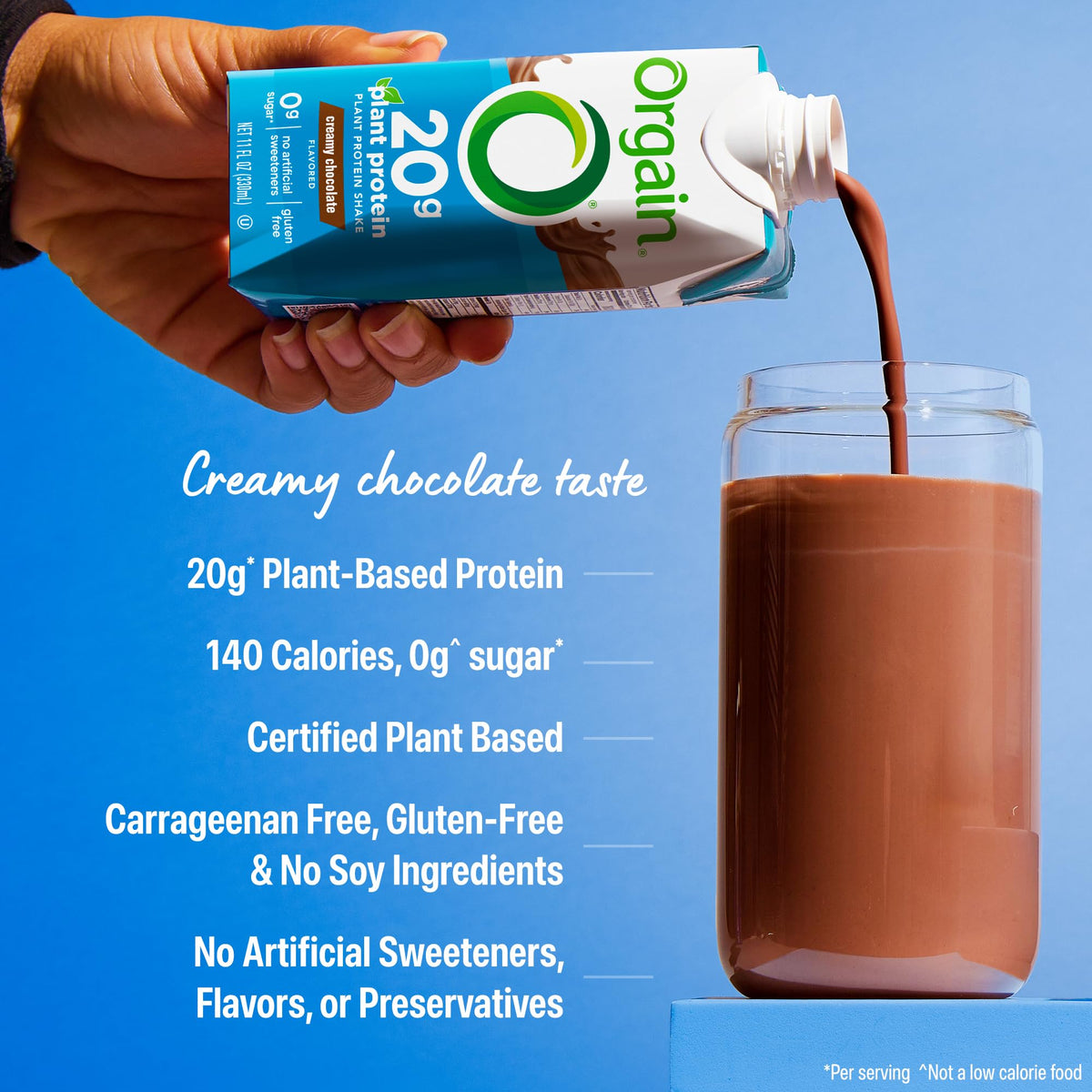Orgain Organic Vegan Protein Shake, Creamy Chocolate — 20g Plant-Based Protein, Ready-to-Drink, 11 oz (12 Pack)