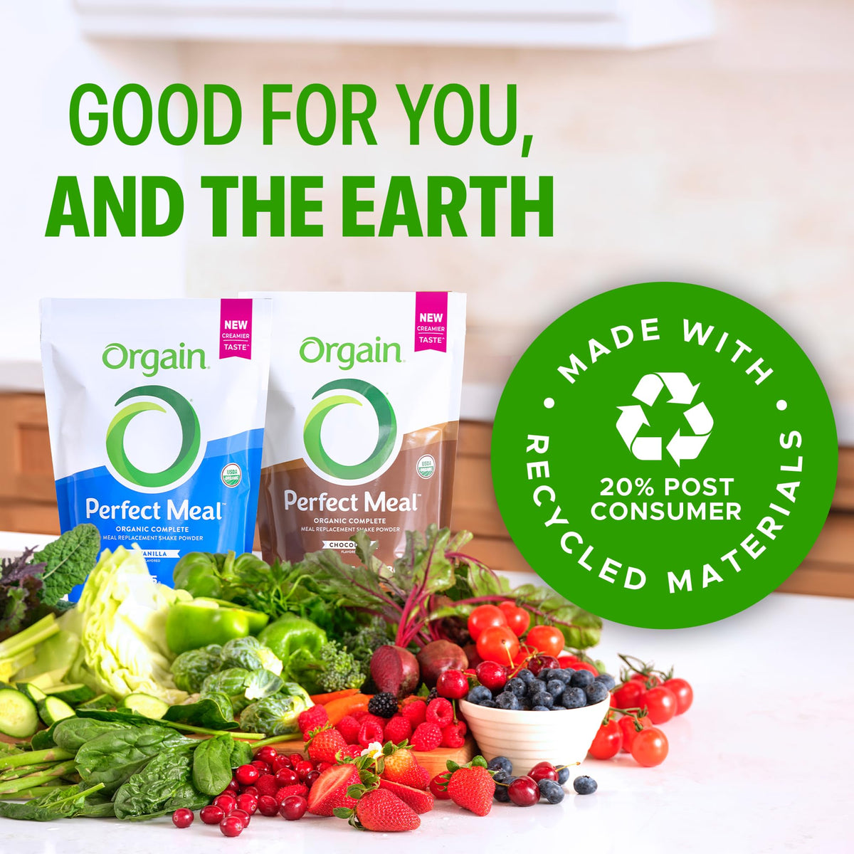 Orgain Perfect Meal – Organic Vegan Meal Replacement Protein Powder (Chocolate) | 25g Protein, 80+ Superfoods