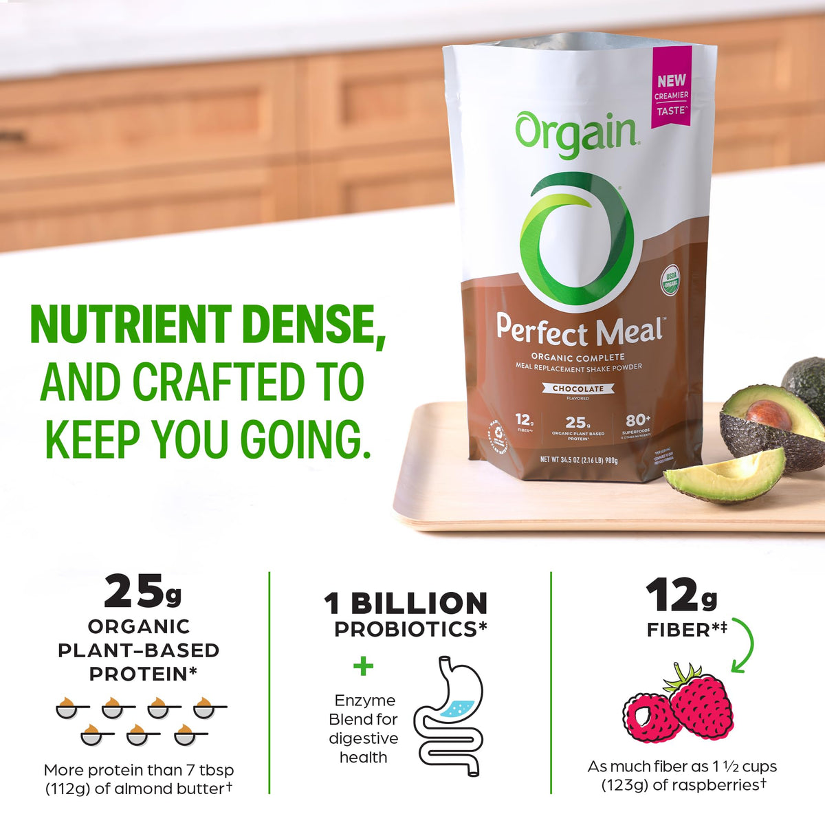 Orgain Perfect Meal – Organic Vegan Meal Replacement Protein Powder (Chocolate) | 25g Protein, 80+ Superfoods