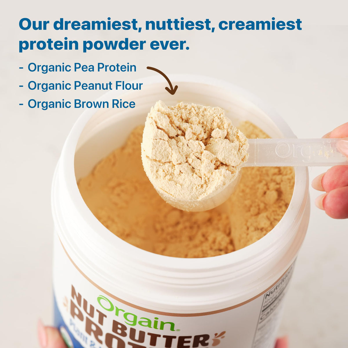 Orgain x Justin's Organic Vegan Nut Butter Protein Powder – Vanilla Almond Butter, 20g Plant Protein