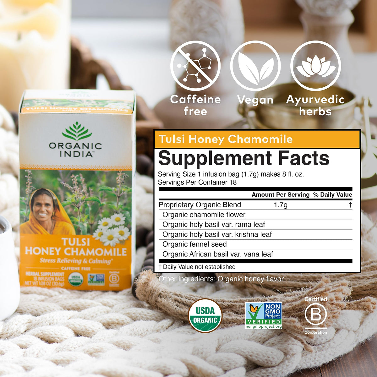 Organic India Iced Tulsi Tea Bags Variety Pack – Tulsi Ashwaganda, Sleep, Honey Chamomile | Caffeine-Free, USDA Organic, Non-GMO, 18 Infusion Bags x3