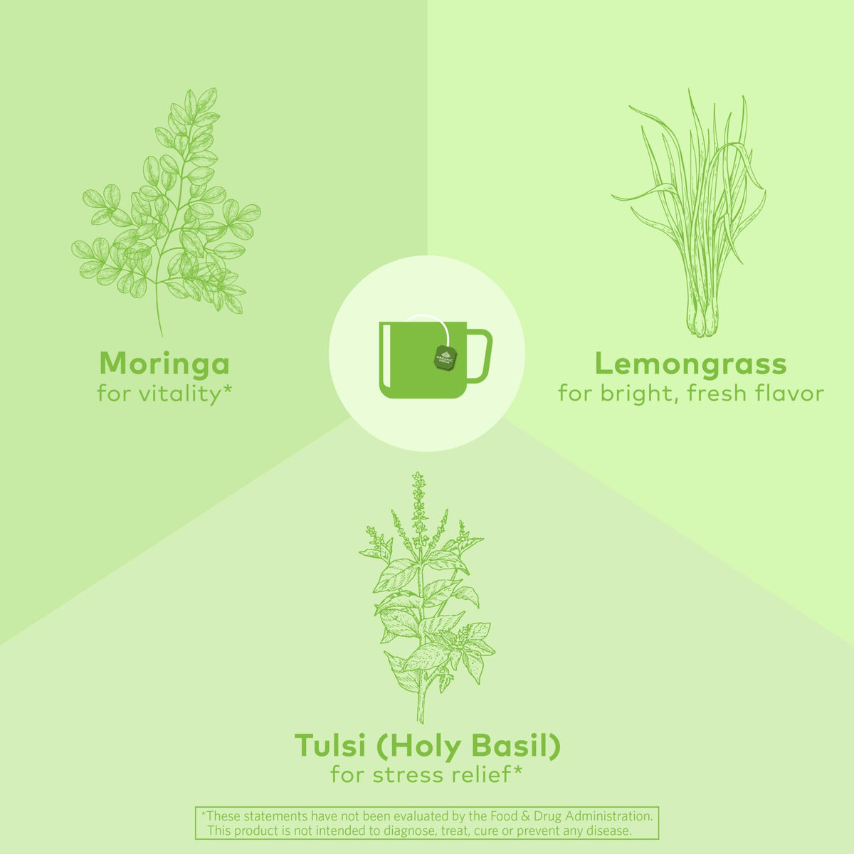 ORGANIC INDIA Tulsi Moringa Tea Bags – Calming, Caffeine-Free, USDA Organic