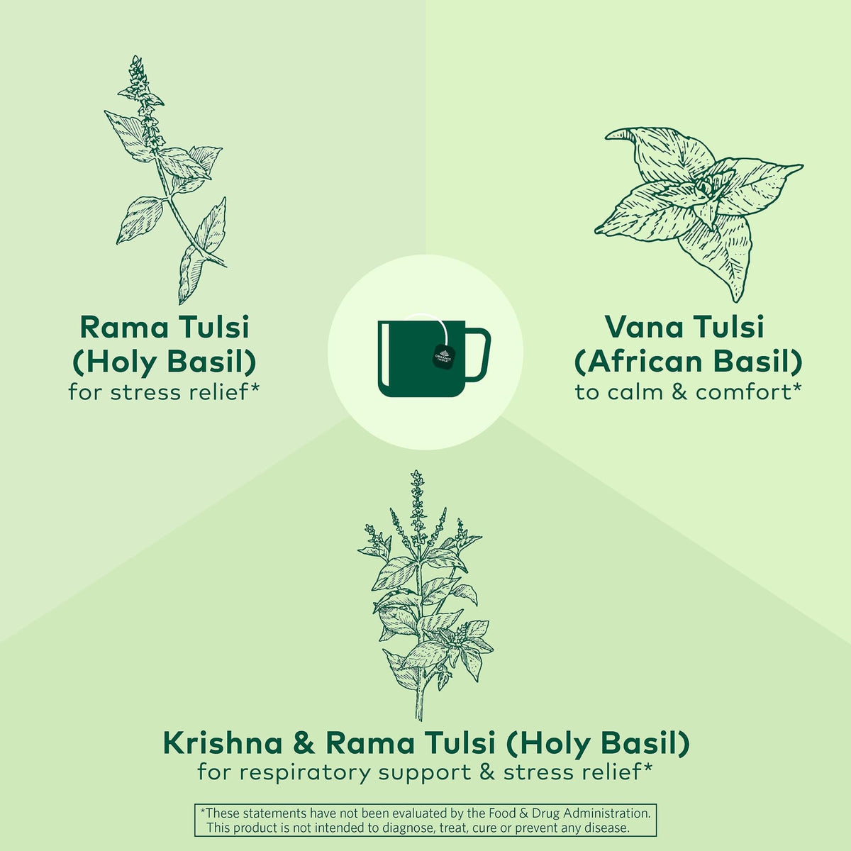 ORGANIC INDIA Tulsi Original Herbal Tea - Calming Tulsi Blend, Caffeine-Free, Immune Support, 3-Pack (18 Bags)