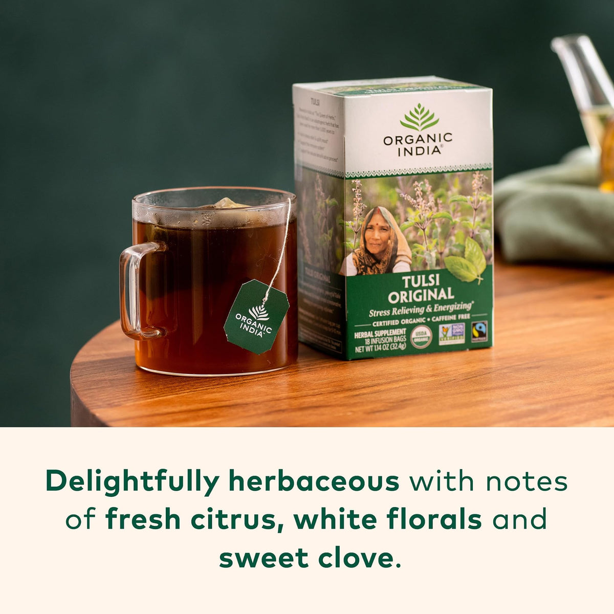 ORGANIC INDIA Tulsi Original Herbal Tea - Calming Tulsi Blend, Caffeine-Free, Immune Support, 3-Pack (18 Bags)