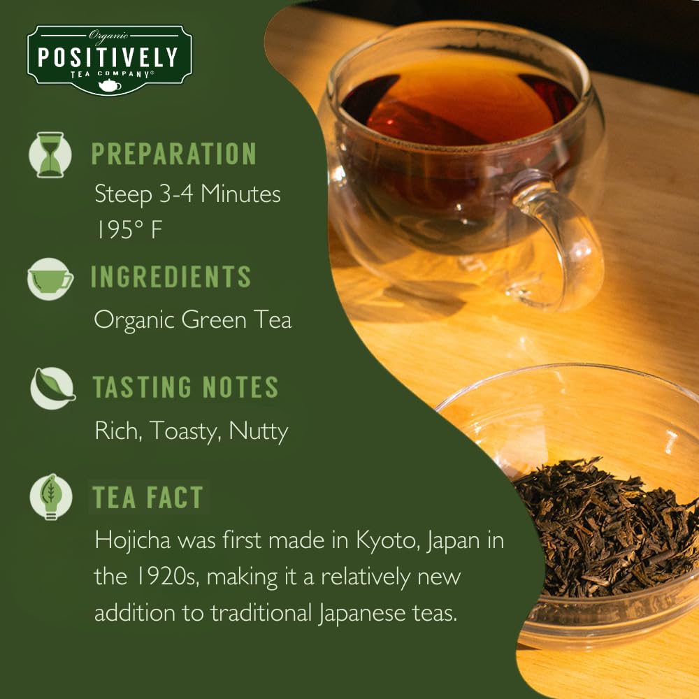 Organic Positively Tea Company Hojicha & Green Tea Loose Leaf — 16 oz