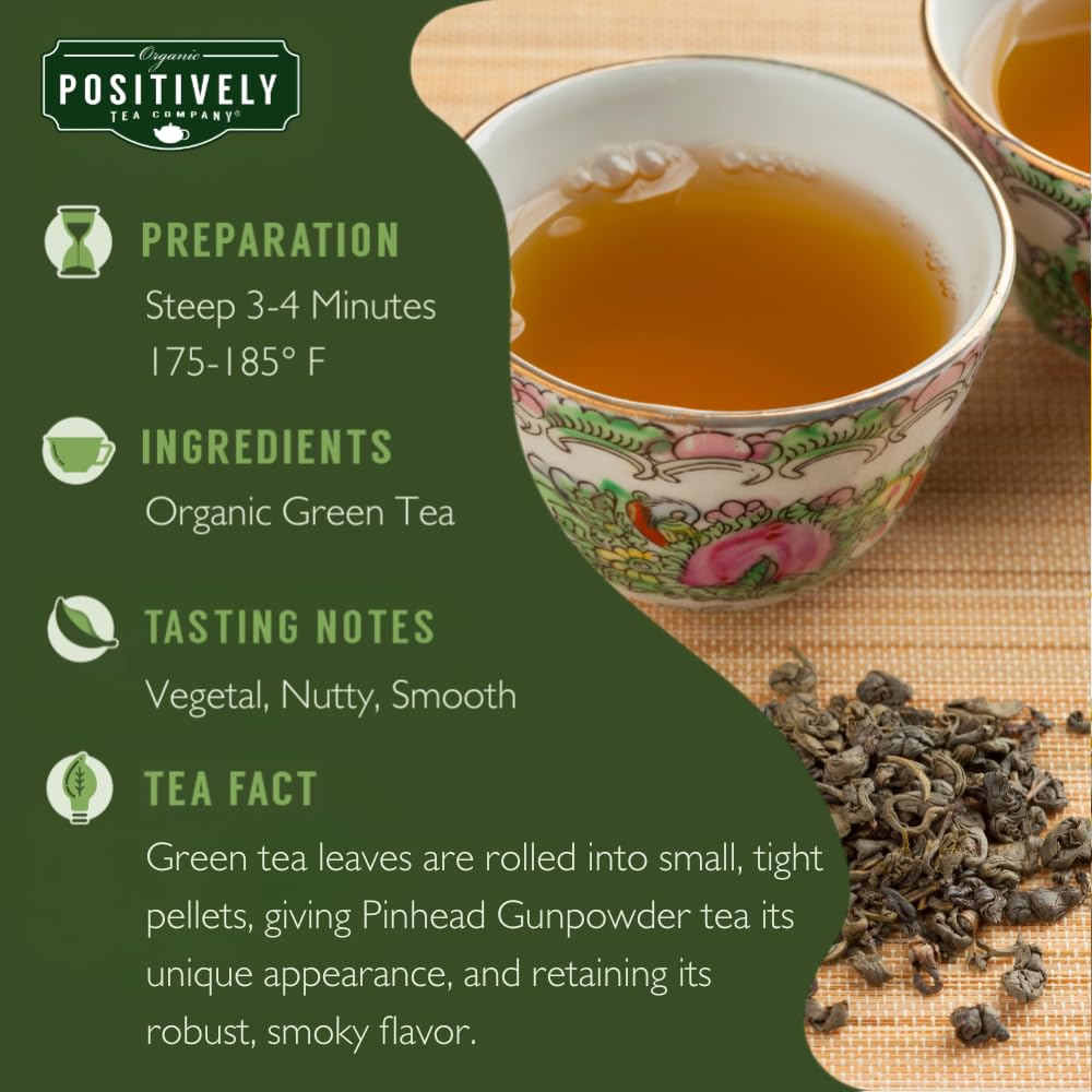 Organic Positively Tea Company Pinhead Gunpowder Green Tea – Loose Leaf, 16 oz