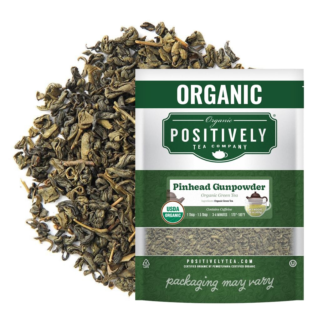 Organic Positively Tea Company Pinhead Gunpowder Green Tea – Loose Leaf, 16 oz