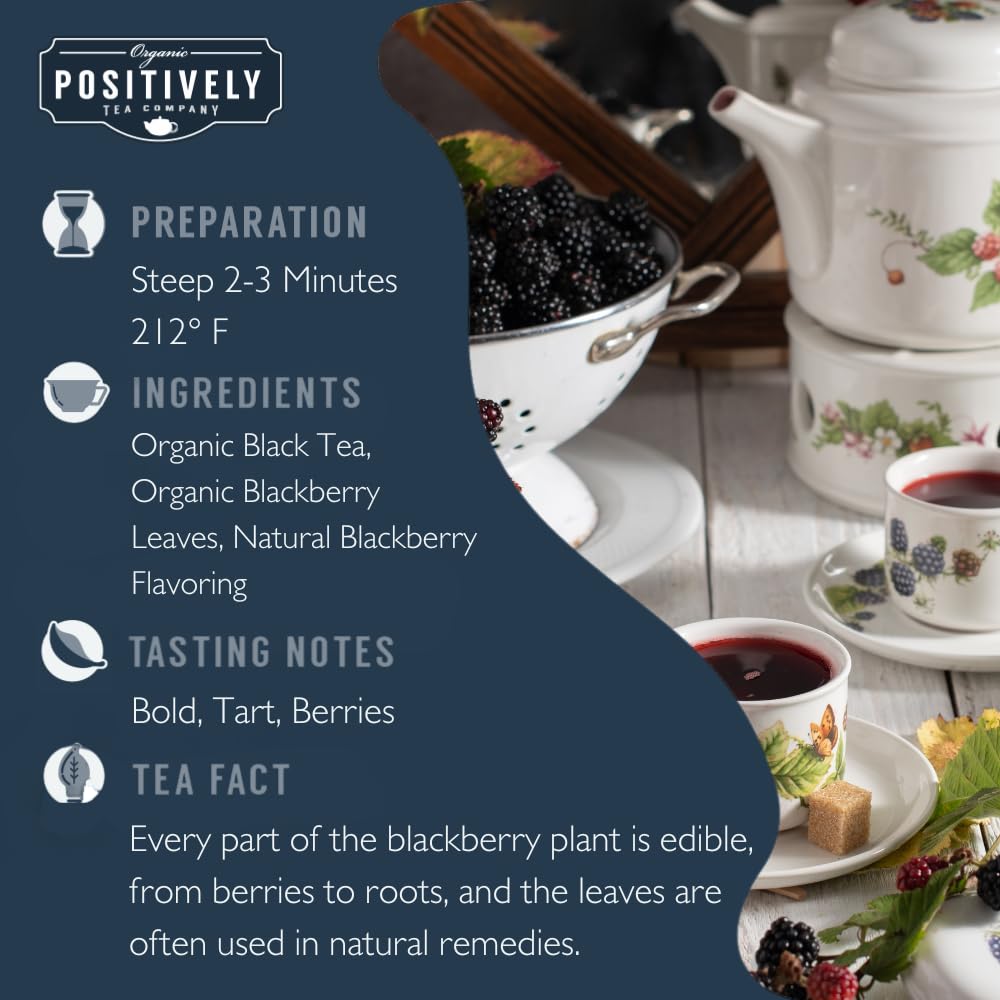 Organic Positively Tea Company Blackberry Black Tea – Loose Leaf, 16 oz