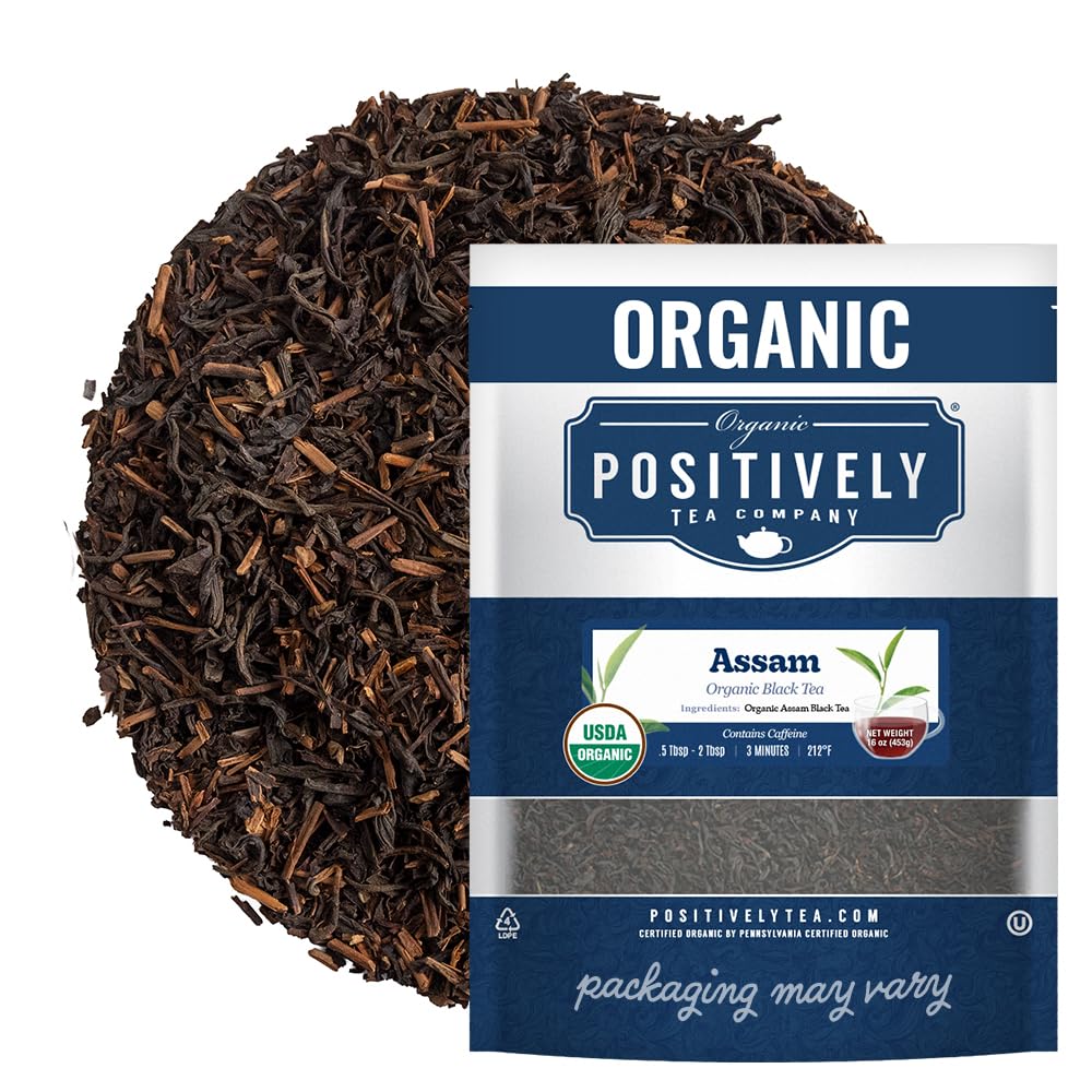 Organic Positively Tea Company Assam TGFOP Black Tea – Loose Leaf, 16 oz