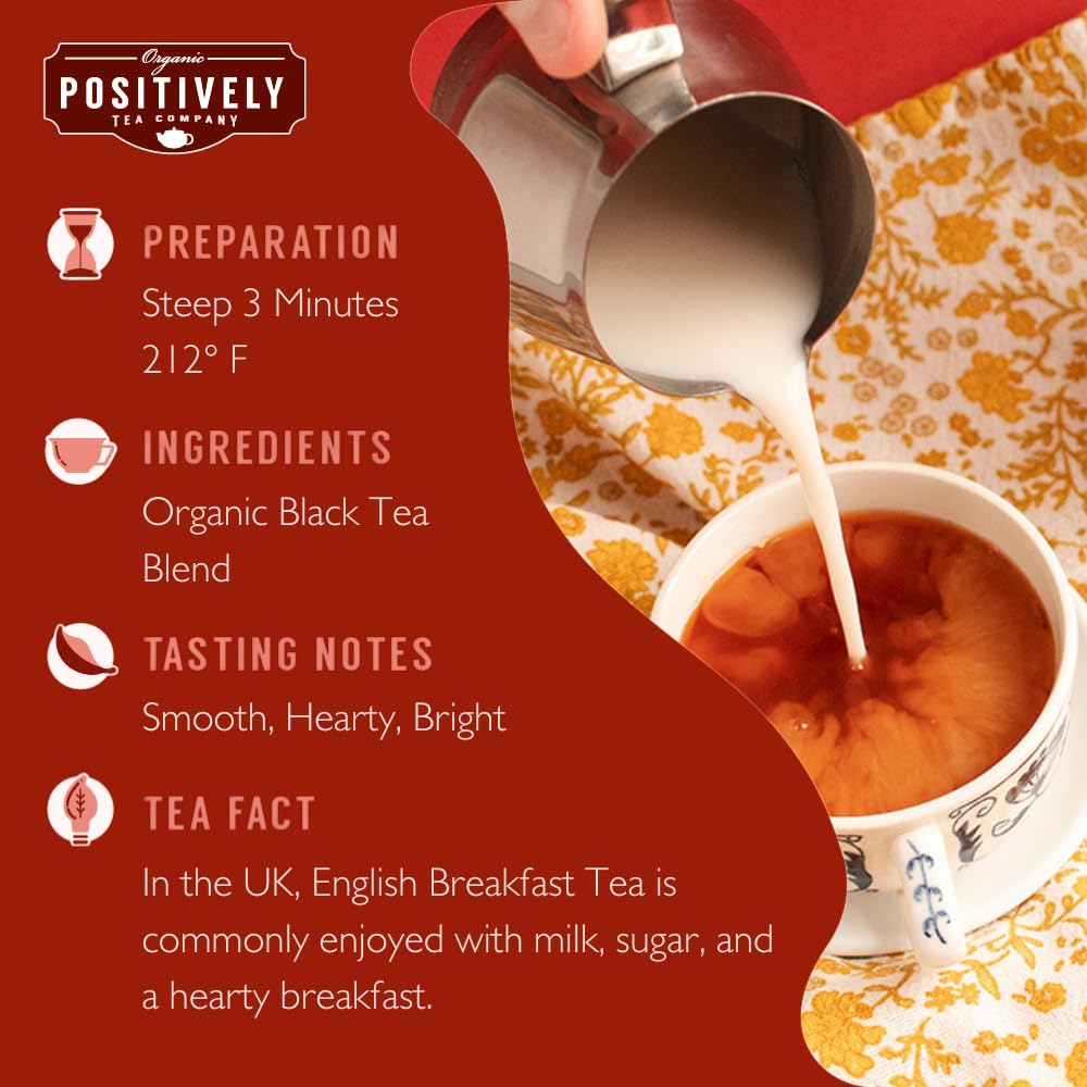 Organic English Breakfast Black Tea, Loose Leaf, 16 oz | Organic Positively Tea Company