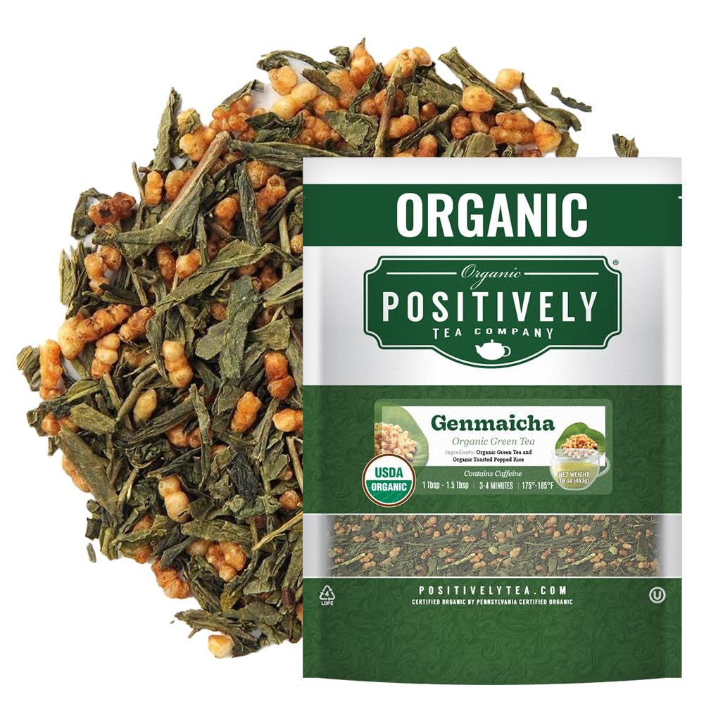 Organic Positively Tea Company Genmaicha – Green Tea, Loose Leaf, 16 oz