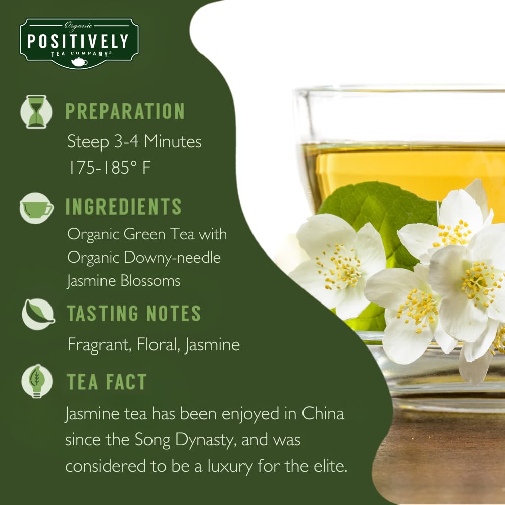 Organic Positively Tea Company Jasmine Green Tea - Loose Leaf, 16 Ounce