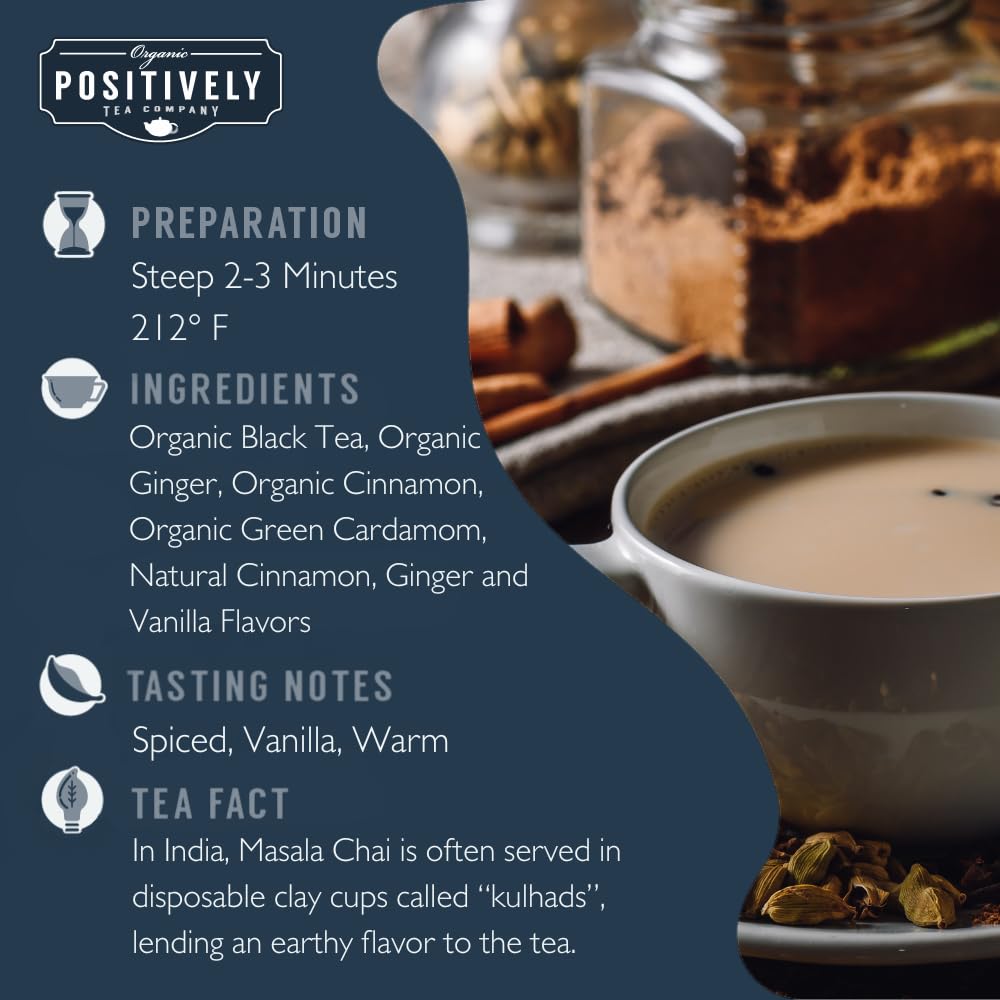 Organic Positively Tea Company Masala Chai Black Tea – Loose Leaf, 16 oz