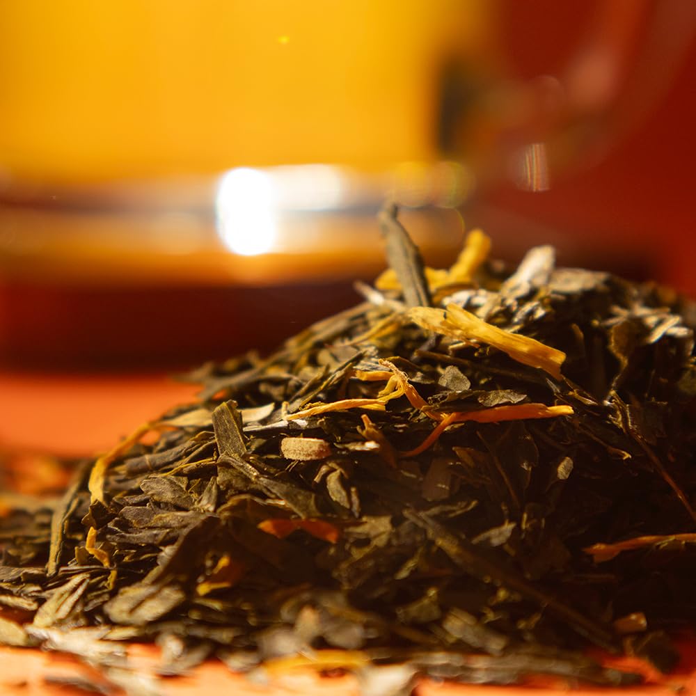 Organic Positively Tea Company Mango Green – Loose Leaf Green Tea, 16 oz