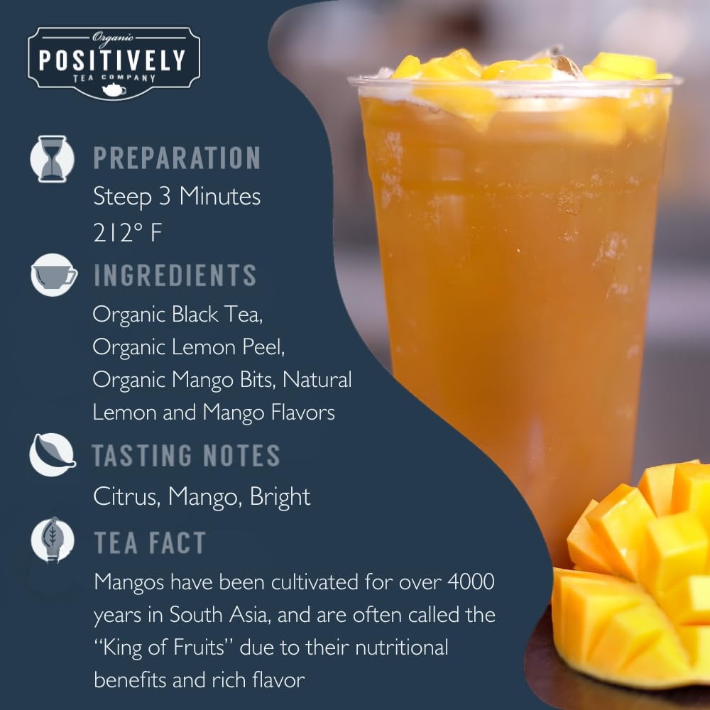 Organic Positively Tea Company – Mango Tango Black Tea, Loose Leaf, 16 oz
