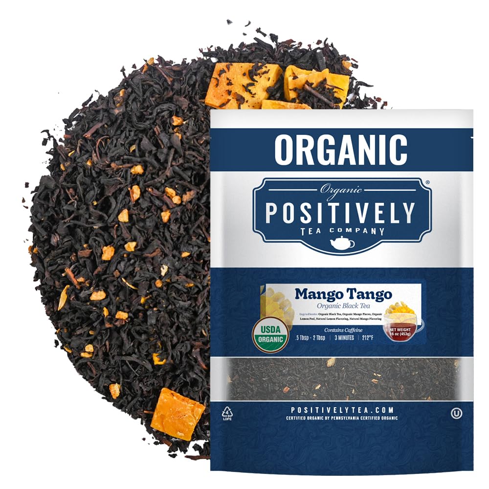 Organic Positively Tea Company – Mango Tango Black Tea, Loose Leaf, 16 oz