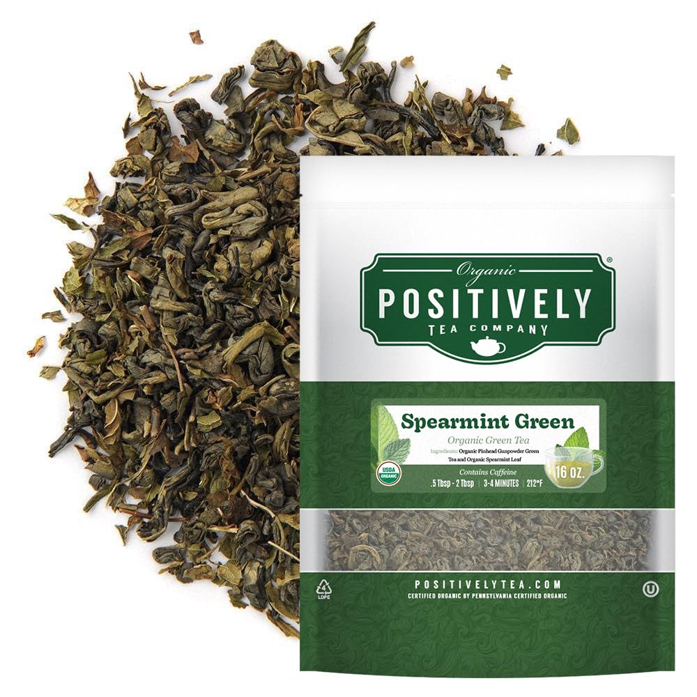 Organic Spearmint Green Tea — Loose Leaf, USDA Organic, 1 lb | Organic Positively Tea Company