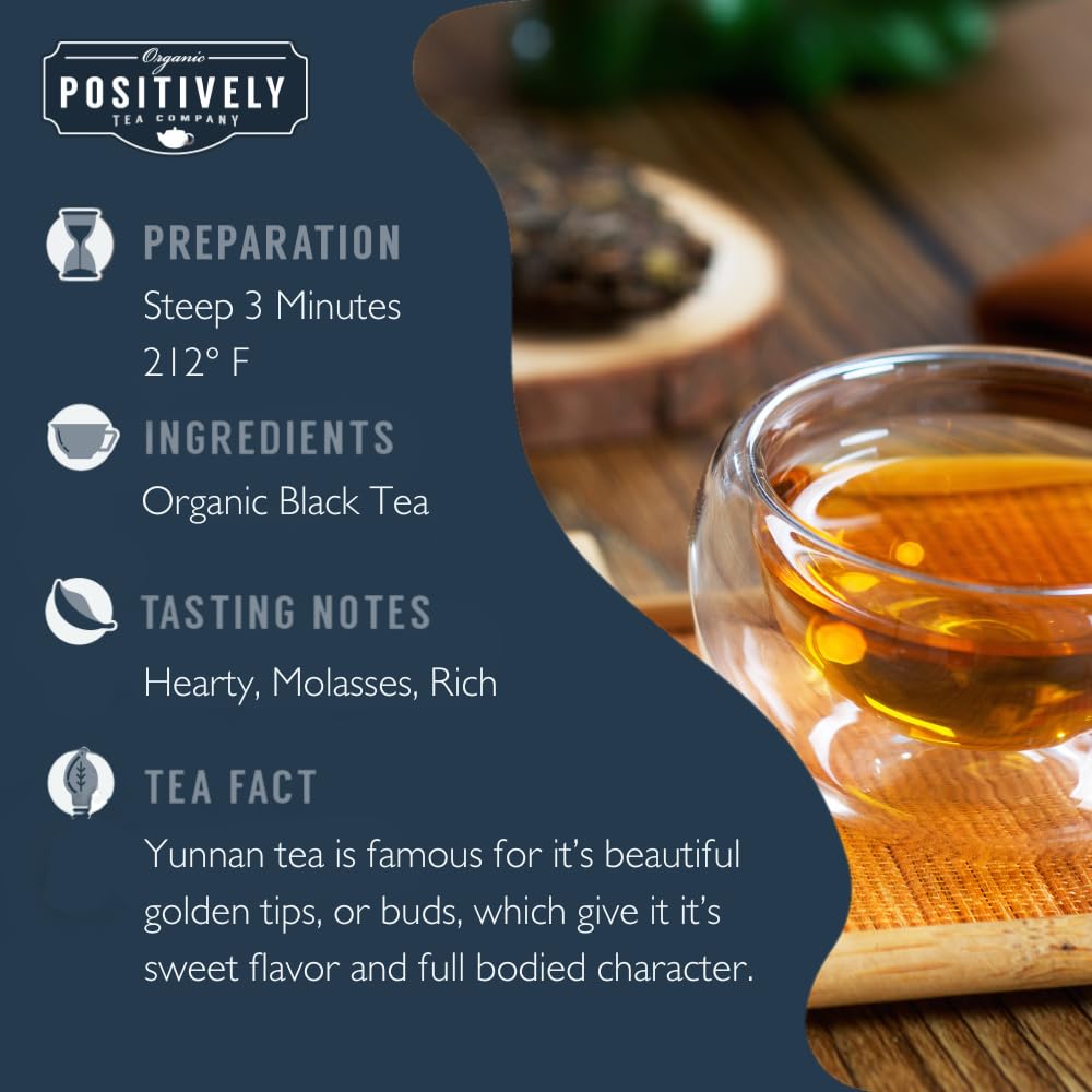 Organic Positively Tea Company Yunnan Black Tea – Loose Leaf, 16 oz | USDA Organic