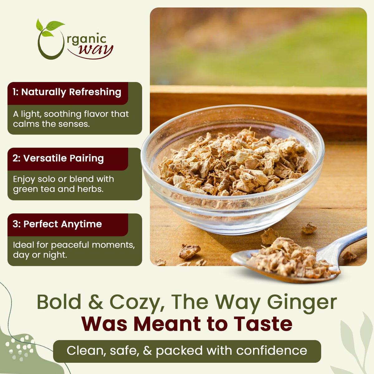 Organic Way Dried Ginger Root Cut & Sifted – Premium Organic Ginger 2LBS