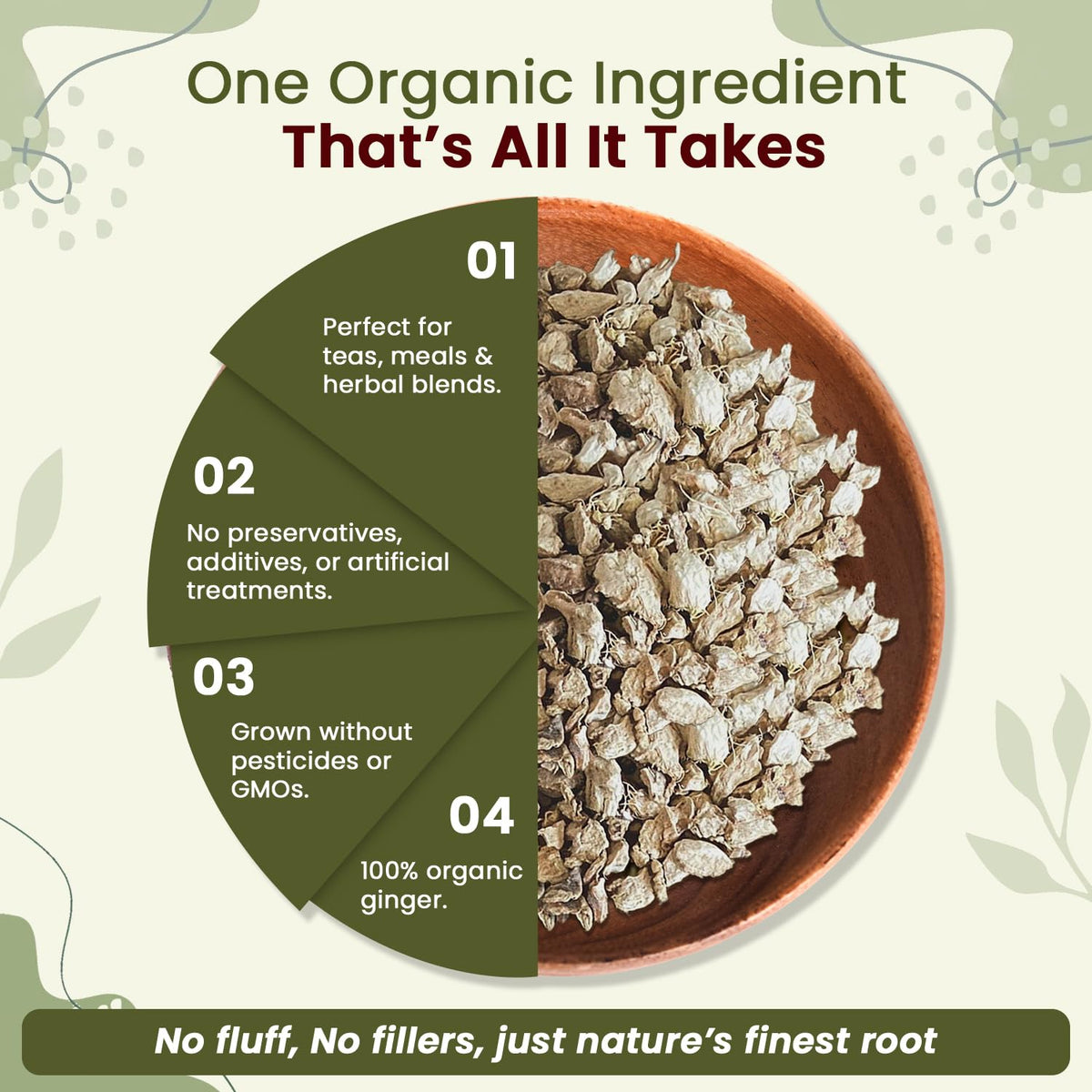 Organic Way Dried Ginger Root Cut & Sifted – Premium Organic Ginger 2LBS