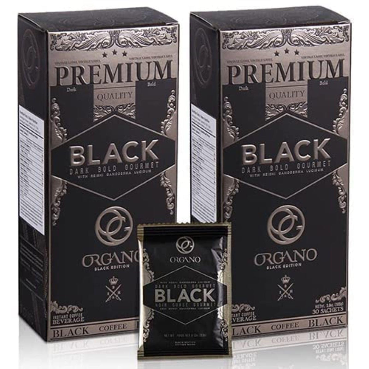 ORGANO Gourmet Black Coffee with Organic Ganoderma Lucidum – 2 Boxes, 60 Sachets