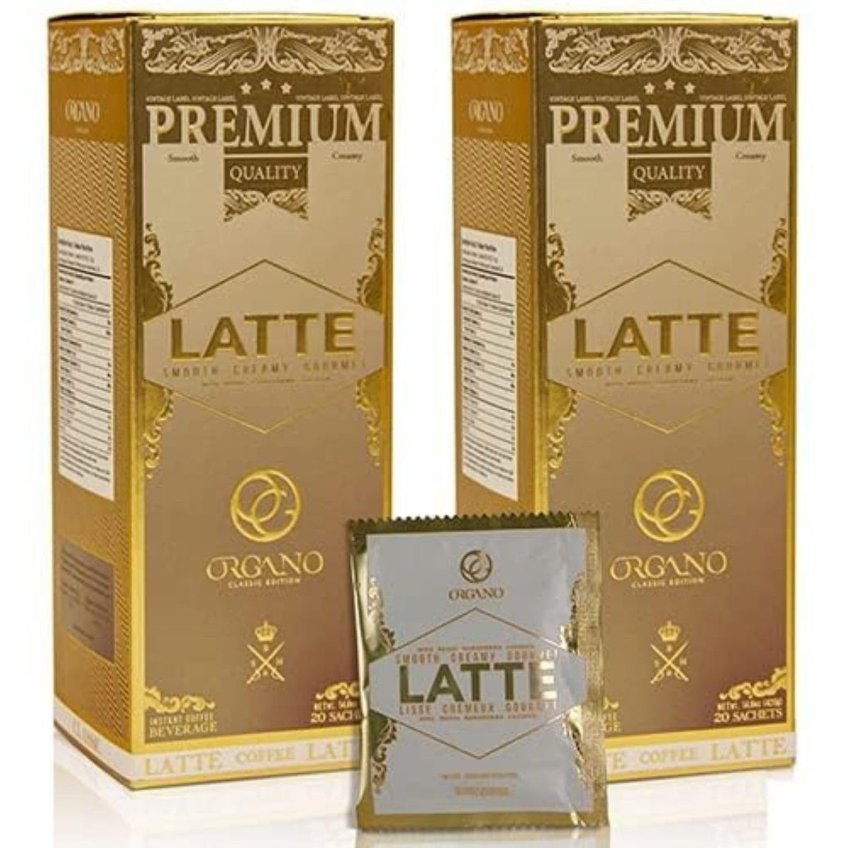 ORGANO Gourmet Cafe Latte – 2 Boxes, 80 Sachets, 100% Ganoderma Lucidum