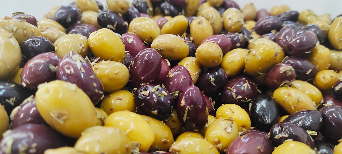 ORIGENES Mixed Olives Pack – Kalamon & Green Olives in Lemon-Oregano EVOO 4x200g