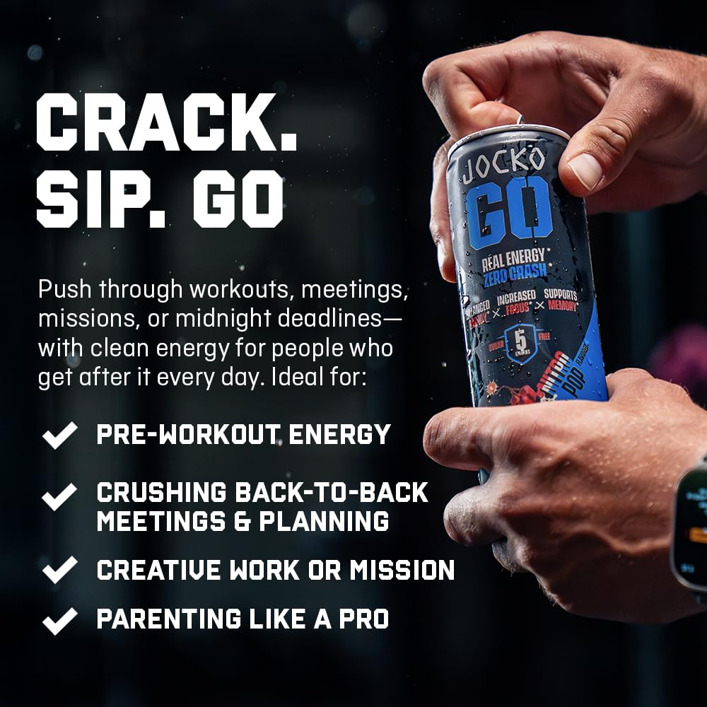 Origin Jocko GO Energy Drink – Lemon Lime, Sugar Free, Keto, 12 Pack