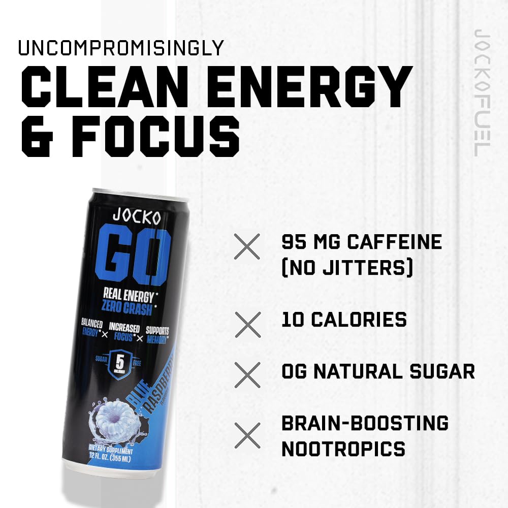 Origin Jocko GO Energy Drink – Lemon Lime, Sugar Free, Keto, 12 Pack