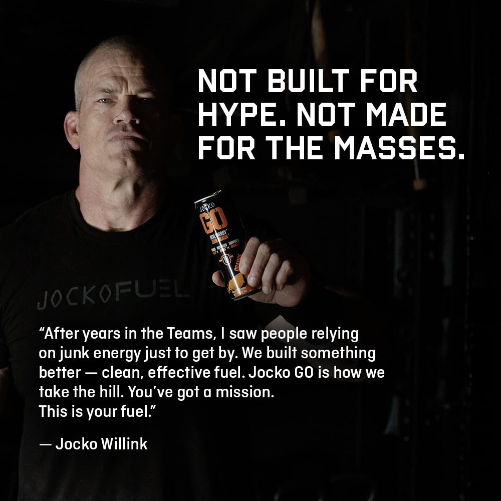 Origin Jocko GO Energy Drink – Lemon Lime, Sugar Free, Keto, 12 Pack