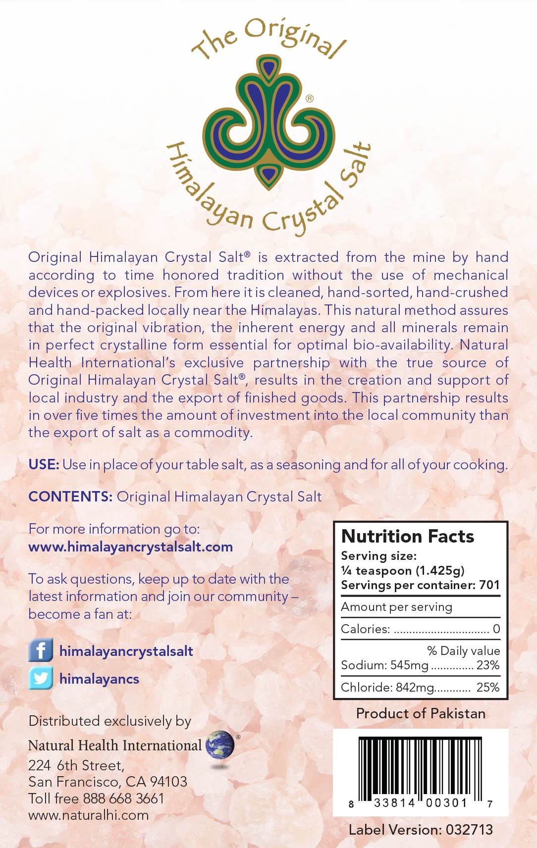 Original Himalayan Crystal Salt – Fine Granulated Culinary Salt with 84 Trace Minerals (1 Pack)