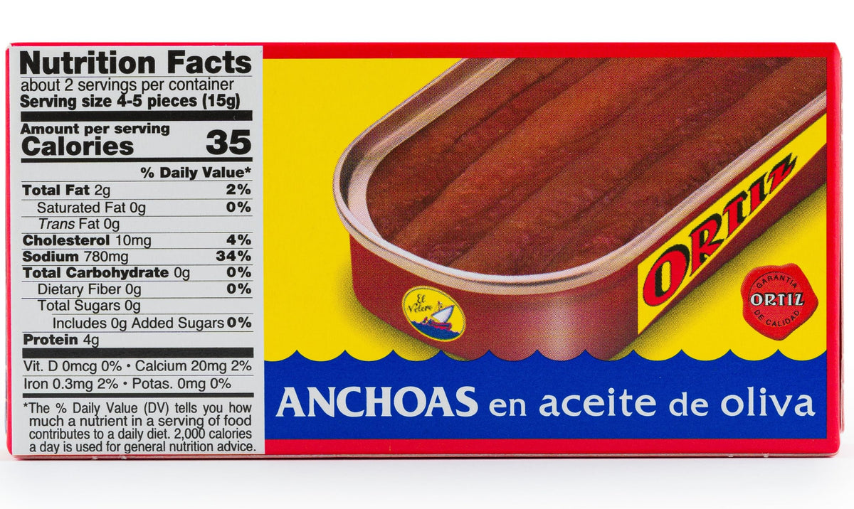 Ortiz Anchovies in EVOO, 1.67oz Can (5-Pack) — Firm, Umami Filets