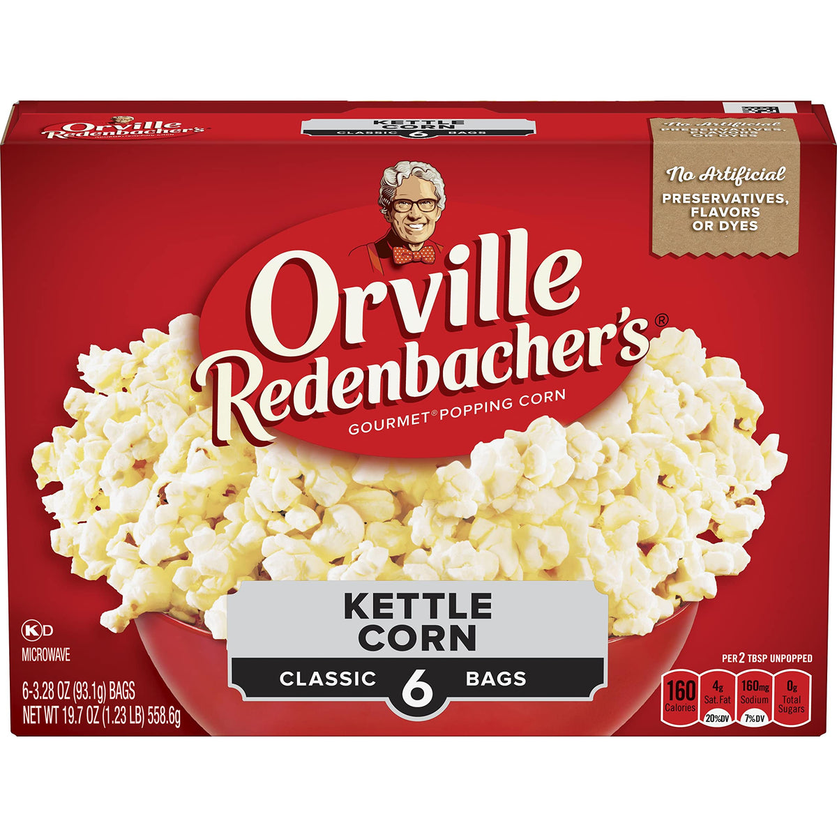 Orville Redenbacher's Kettle Corn Microwave Popcorn - 3 g Fiber per Serving, 6 Boxes