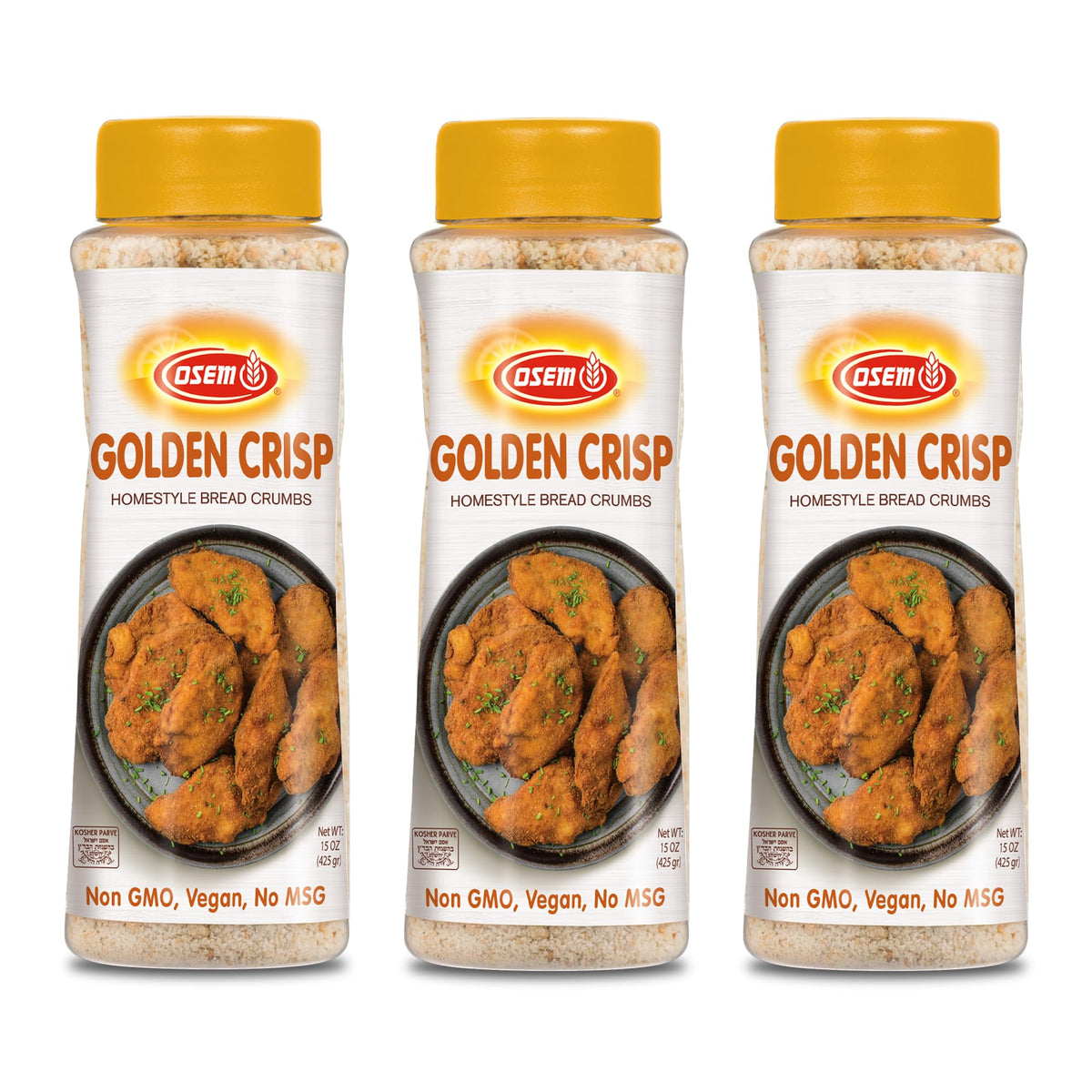 Osem Golden Crisp Bread Crumbs – 15 oz Pack of 3, Vegan & Kosher Wheat Breadcrumbs