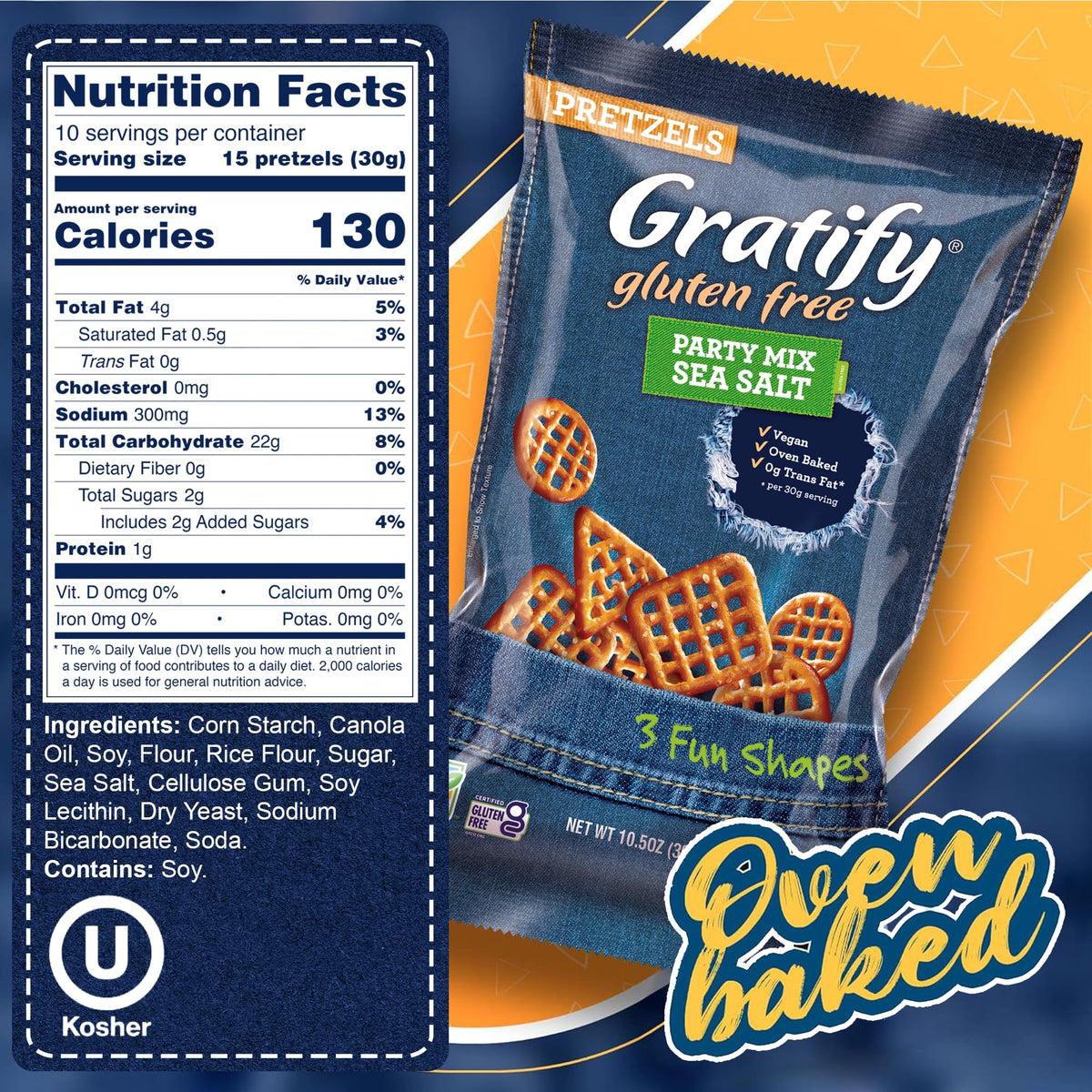 Osem Gratify Gluten Free Pretzels - Pack of 2 (10.5 oz) | Vegan, Kosher, Sea Salt