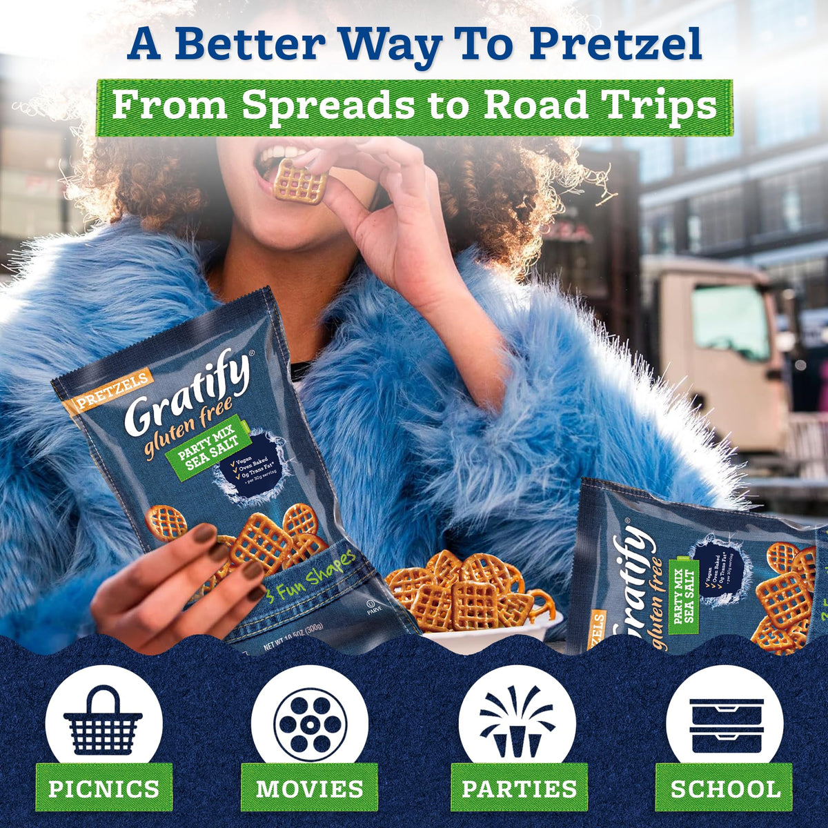 Osem Gratify Gluten Free Pretzels - Pack of 2 (10.5 oz) | Vegan, Kosher, Sea Salt