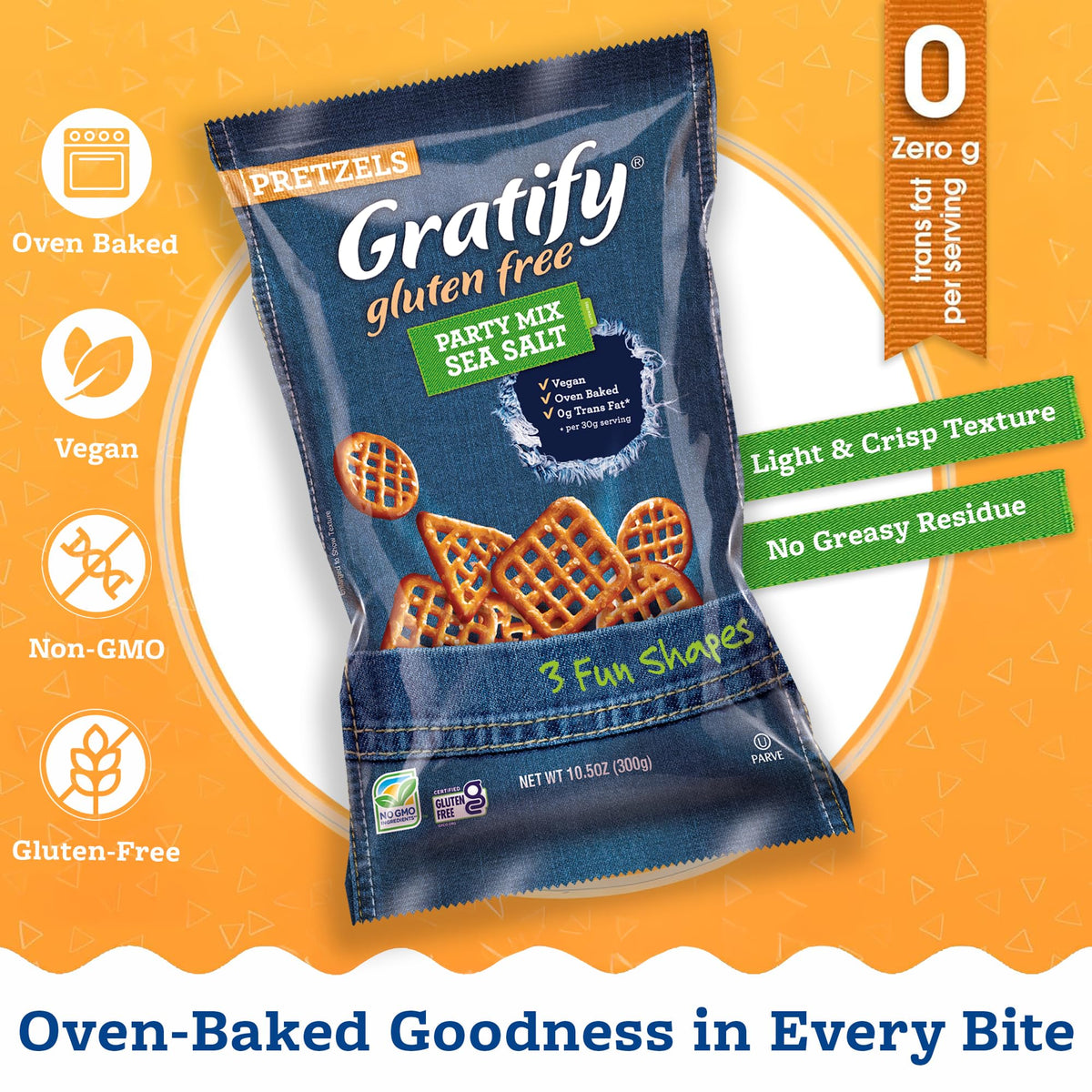 Osem Gratify Gluten Free Pretzels - Pack of 2 (10.5 oz) | Vegan, Kosher, Sea Salt