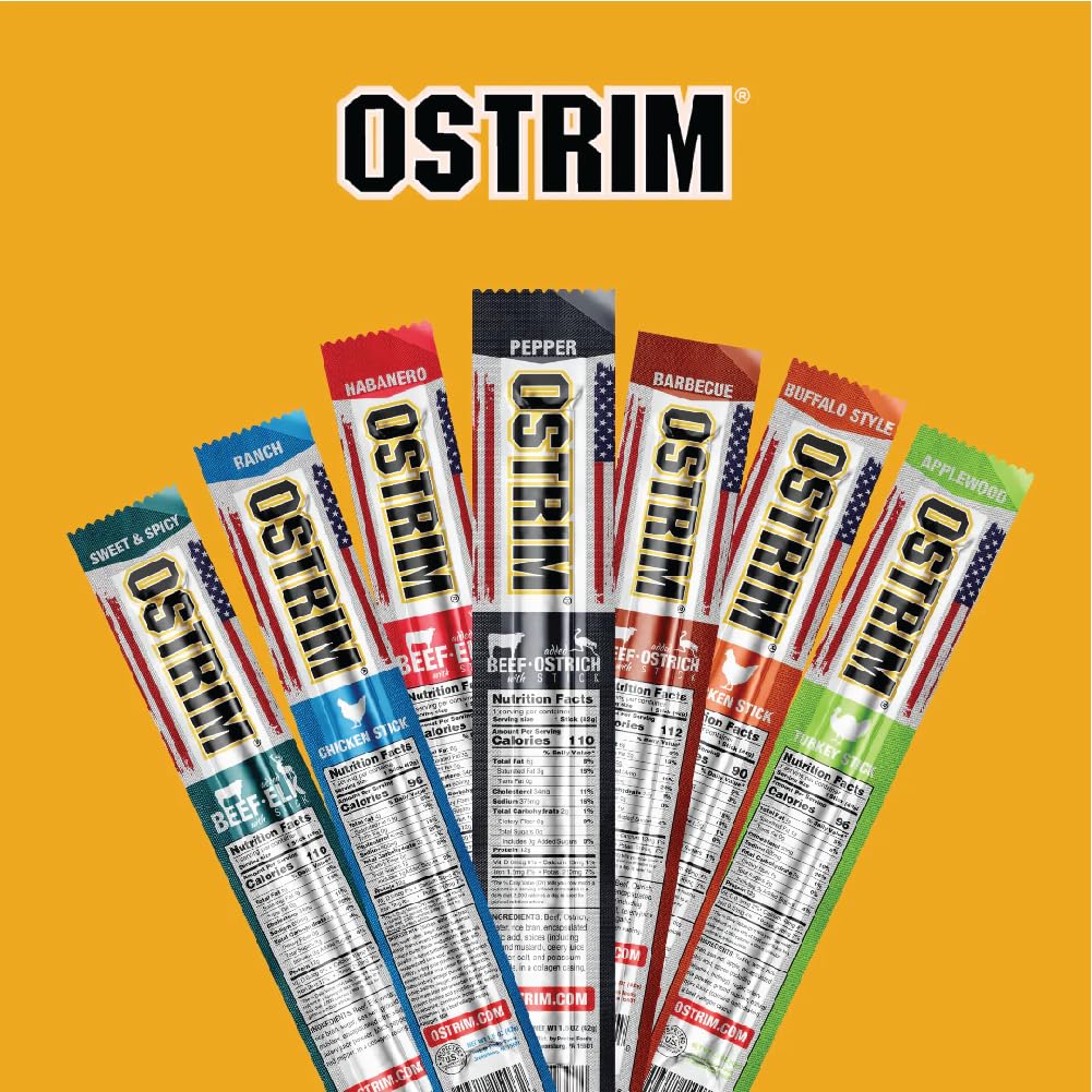 Ostrim Beef & Elk High Protein Snack Sticks – Sweet & Spicy (1.5oz) 10-Pack