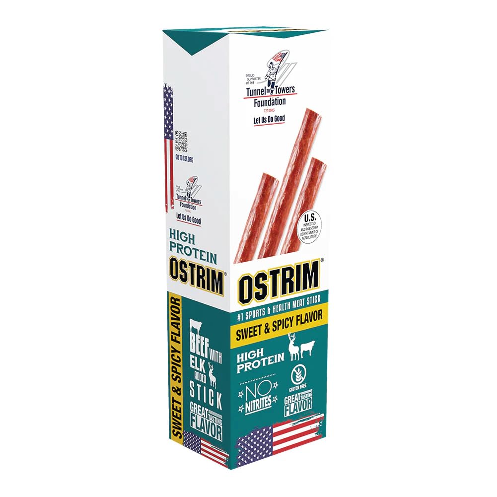 Ostrim Beef & Elk High Protein Snack Sticks – Sweet & Spicy (1.5oz) 10-Pack