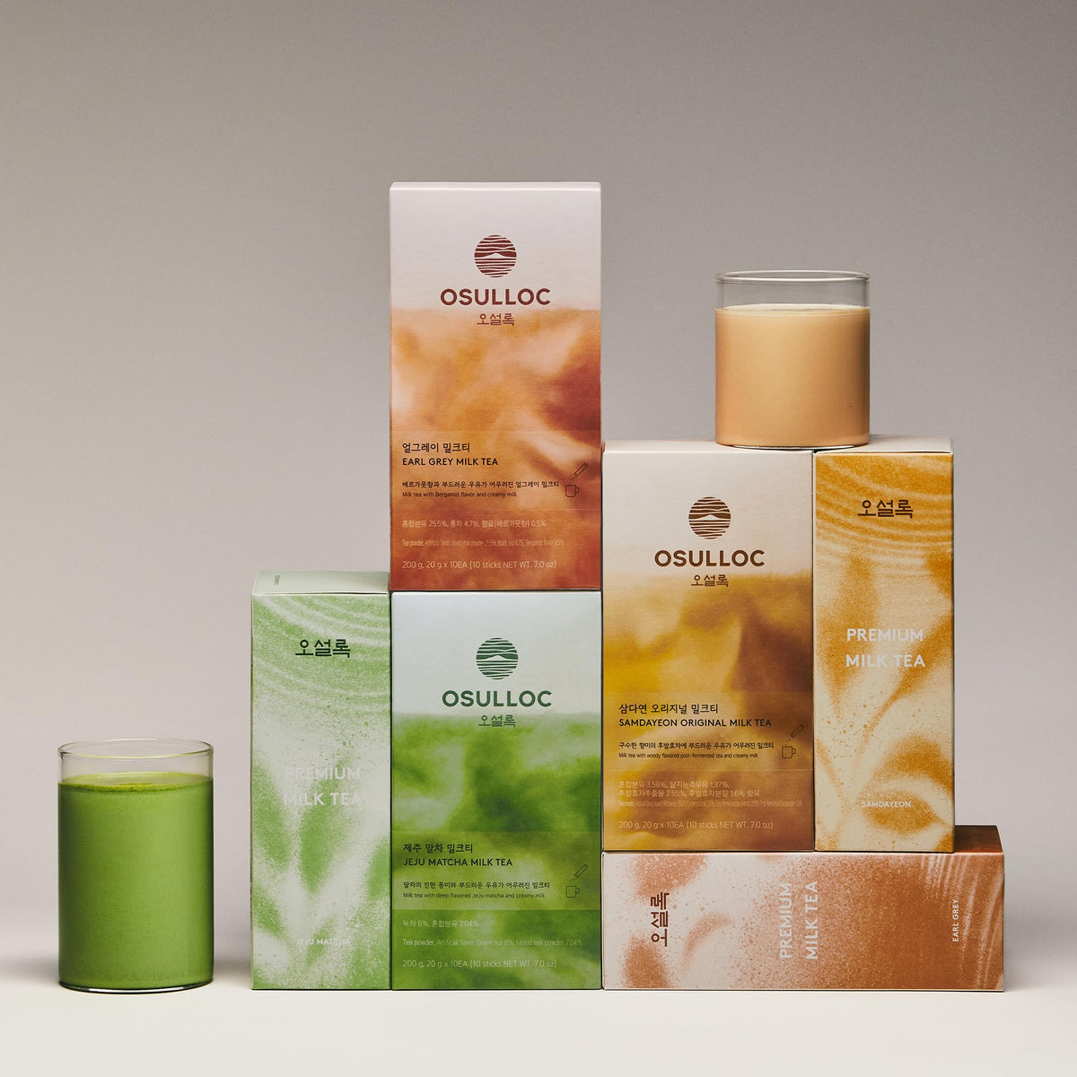 Osulloc Jeju Matcha Milk Tea Sticks – 7oz x 10 Packets | On-the-Go Powdered Tea